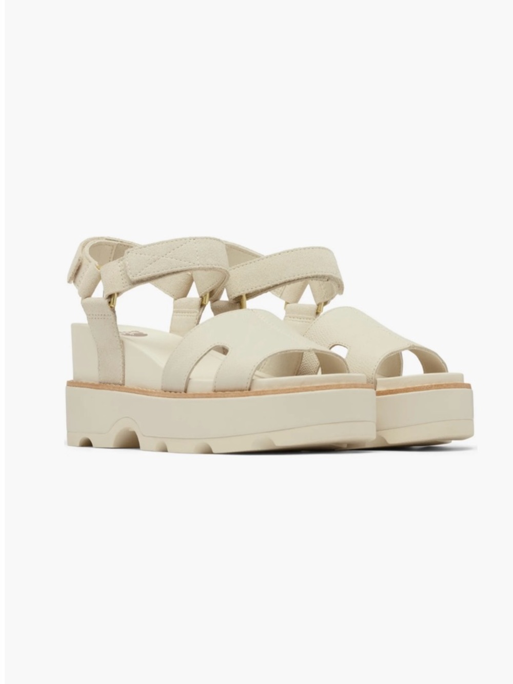Sorel Joanie lV Ankle Strap Platform Wedge Leather Chalk Sandal Size 11 NIB